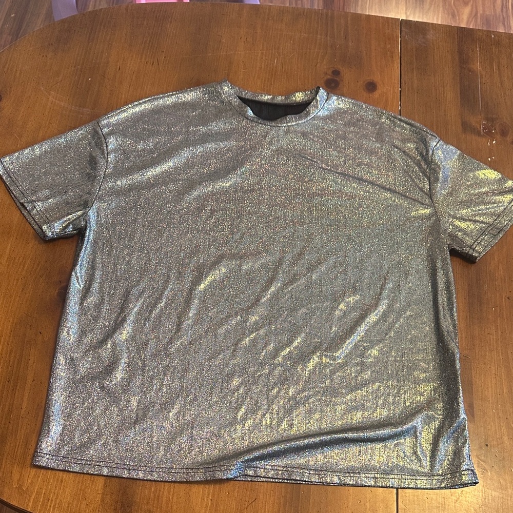 Silver Metallic oversized tee